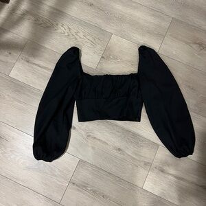 Princess Polly Black Puff Sleeve Blouse